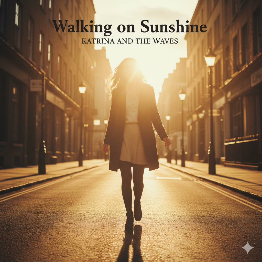 Silhouette of a woman walking down a sunlit city street during golden hour.